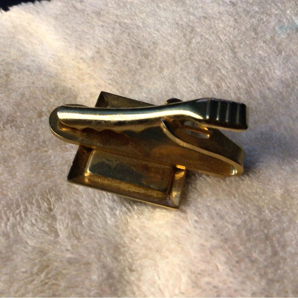 Gold-Tone Men's Money Clip with Cream Stone Accent